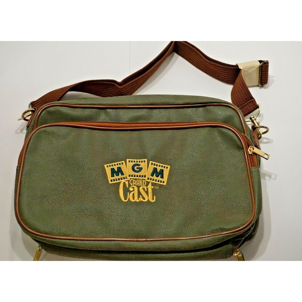 MGM Grand Cast Casino Satchel Green Sueded Carry On Weekender Travel Bag Tote